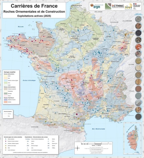 Carte des 461 carrières en France